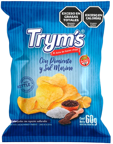 Papas con Pimienta y Sal Marina x 60grs. -Trym´s