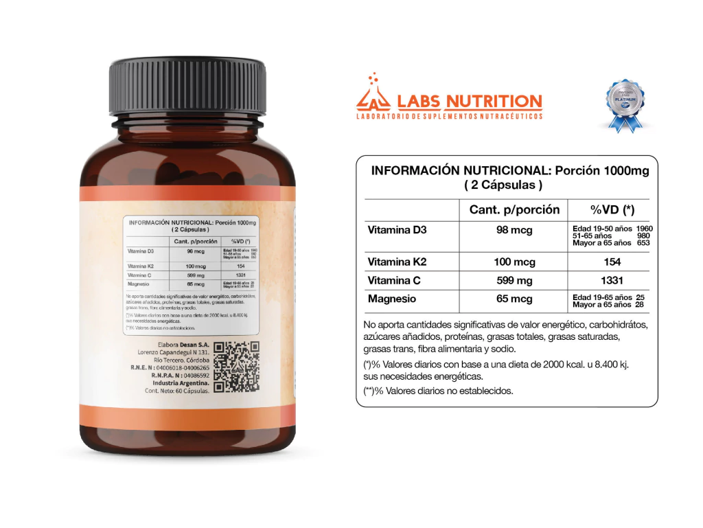 K2 + D3 x 60 cap.  Labs Nutrition 